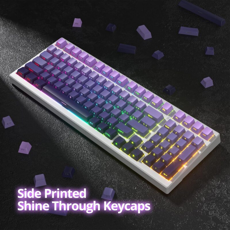 PBT Gradient Purple Keycaps Side Printed Shine (98 Key) - Image 3