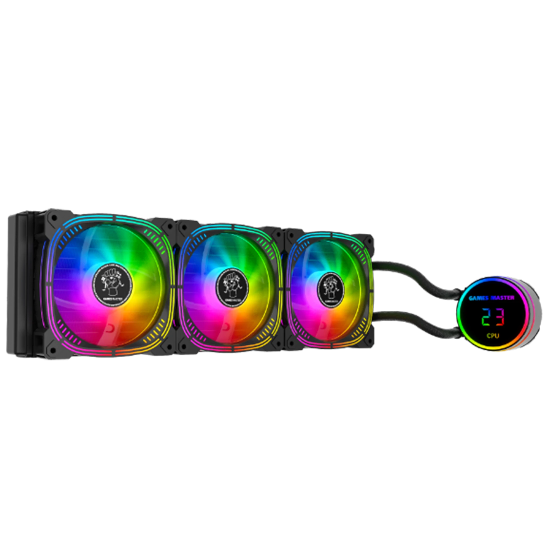 Games Master LI360 Liquid Cooler - 360mm Radiator - Infinity Mirror Pump - RGB Fans - Intel & AMD Socket Support - Black