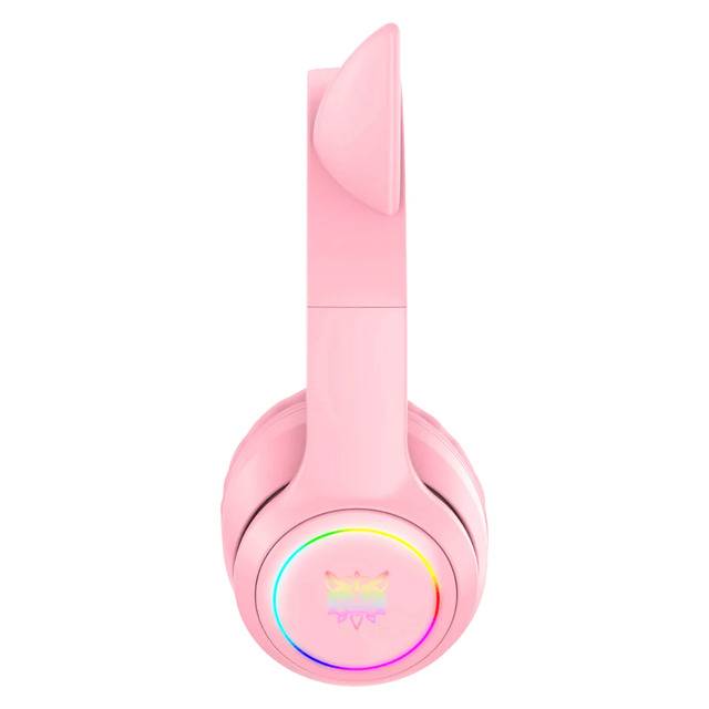 Onikuma B90 RGB Cat Ear Bluetooth Gaming Headphone (Pink) - Image 3