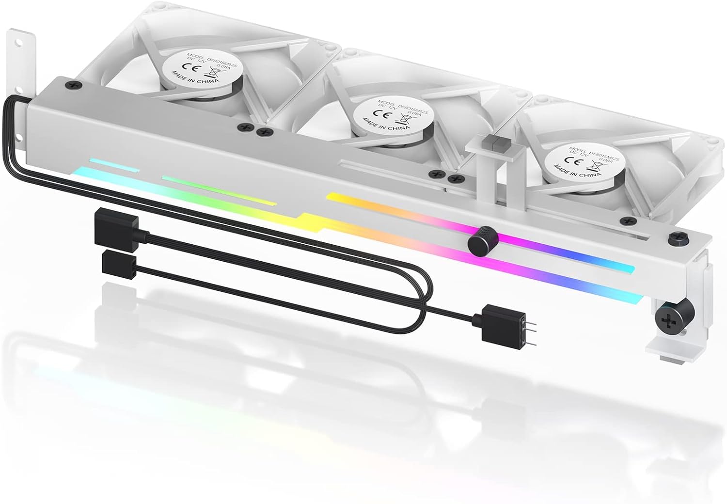 AsiaHorse GPU Cooler with ARGB 5V 3Pin LED and Three 80mm Fans (white&black) - Image 4