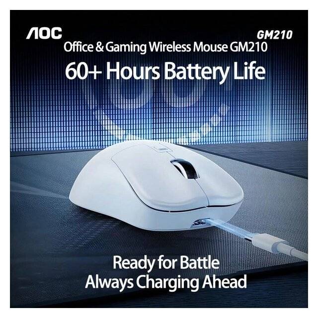 AOC GM210 2.4G Bluetooth Wired Mouse (White) - Image 3