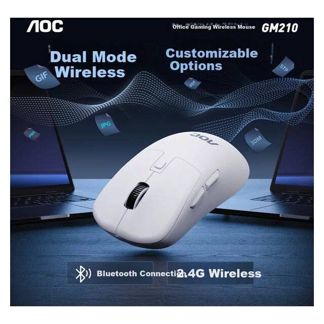 AOC GM210 2.4G Bluetooth Wired Mouse (White) - Image 2