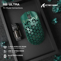ATTACK SHARK R5 Ultra Carbon Fiber Wireless 8K GREEN - Image 3