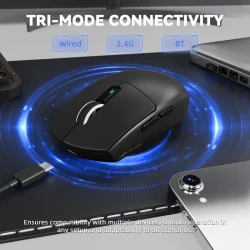 ATTACK SHARK G3PRO Tri-mode Wireless Gaming Mouse with Charge Dock 25000 DPI Ultra Lightweight Black & White - Image 2