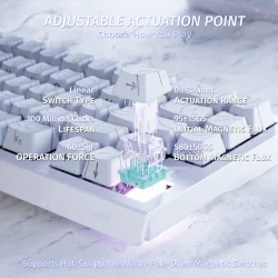 ATTACK SHARK X68 HE Rapid Trigger Keyboard Magnetic Switch White - Image 3